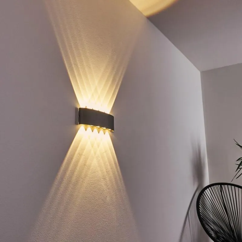 hofstein Abaiang Applique murale d'extérieur LED Argenté, 10 lumières