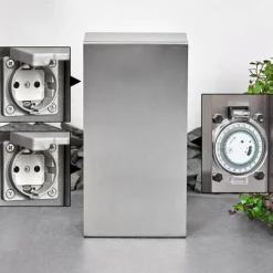 hofstein Abilene Prises électriques d'extérieur Acier inoxydable, Gris