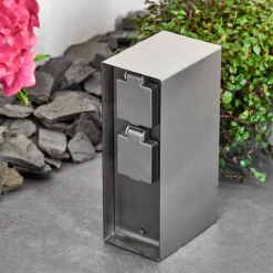 hofstein Abilene Prises électriques d'extérieur Acier inoxydable, Gris