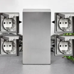 hofstein Abilene Prises électriques d'extérieur Acier inoxydable, Gris