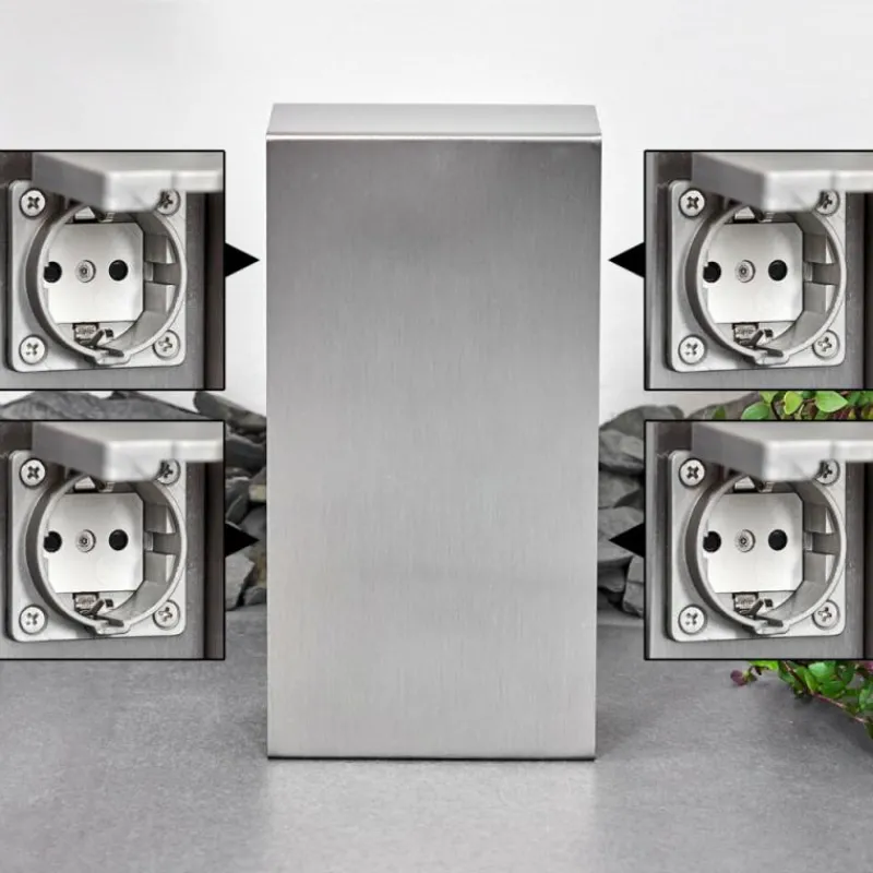 hofstein Abilene Prises électriques d'extérieur Acier inoxydable, Gris