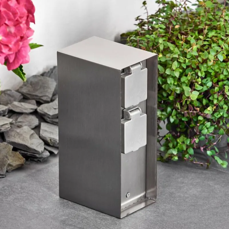 hofstein Abilene Prises électriques d'extérieur Acier inoxydable, Gris