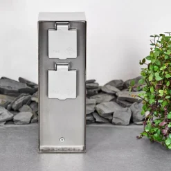 hofstein Abilene Prises électriques d'extérieur Acier inoxydable, Gris