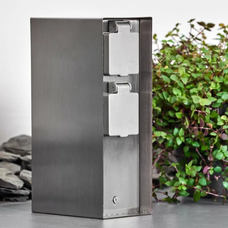 hofstein Abilene Prises électriques d'extérieur Acier inoxydable, Gris