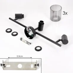 hofstein Aggebo Plafonnier Noir, 3 lumières