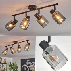 hofstein Aggebo Plafonnier Noir, 4 lumières