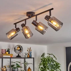 hofstein Aggebo Plafonnier Noir, 4 lumières