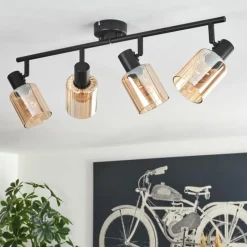 hofstein Aggebo Plafonnier Noir, 4 lumières