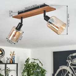 hofstein Aggebu Plafonnier Écru, Noir, 2 lumières