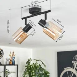 hofstein Aggebu Plafonnier Noir, 2 lumières