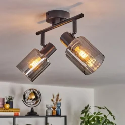 hofstein Aggebu Plafonnier Noir, 2 lumières