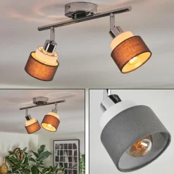 Lampes En Tissu-hofstein Ailer Plafonnier, Spot de plafond Chrome, 2 lumières