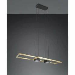 Lampes Dorées-Luminaires Trio ALBANY Suspension LED Noir doré, 1 lumière, Télécommandes