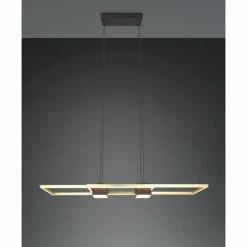 Lampes Dorées-Luminaires Trio ALBANY Suspension LED Noir doré, 1 lumière, Télécommandes