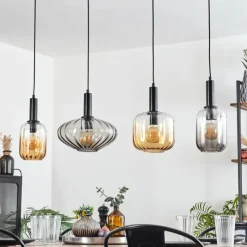 hofstein Alcofra Suspension Noir, 4 lumières