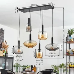 hofstein Alcofra Suspension Noir, 6 lumières