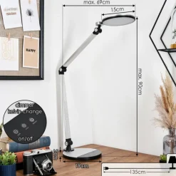 Lampes Vintages & Rétros-hofstein Aldeias Lampe de bureau, Lampe à poser, Liseuse LED Noir, Argenté, 1 lumière