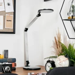 Lampes Vintages & Rétros-hofstein Aldeias Lampe de bureau, Lampe à poser, Liseuse LED Noir, Argenté, 1 lumière