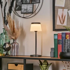 hofstein Algeraz Lampe de table d'extérieur, Lampe à poser LED Noir, 1 lumière