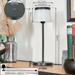 hofstein Algeraz Lampe de table d'extérieur, Lampe à poser LED Noir, 1 lumière