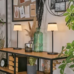 hofstein Algeraz Lampe de table d'extérieur, Lampe à poser LED Noir, 1 lumière