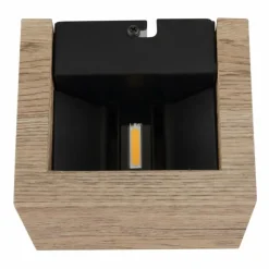 Lampes En Bois-Luminaires Globo Lighting Alina Applique murale LED Bois foncé, Écru, Noir, 1 lumière