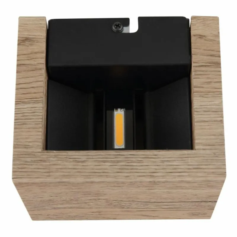 Lampes En Bois-Luminaires Globo Lighting Alina Applique murale LED Bois foncé, Écru, Noir, 1 lumière