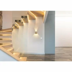 Lampes En Bois-Luminaires Globo Lighting Alina Applique murale LED Bois foncé, Écru, Noir, 1 lumière