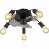 Luminaires Globo Lighting Alisha Ventilateur de plafond lumineux Noir, 5 lumières, Télécommandes
