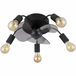 Luminaires Globo Lighting Alisha Ventilateur de plafond lumineux Noir, 5 lumières, Télécommandes