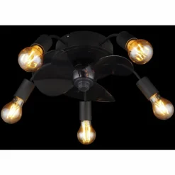 Luminaires Globo Lighting Alisha Ventilateur de plafond lumineux Noir, 5 lumières, Télécommandes