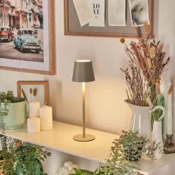 hofstein Allen Lampe de table d'extérieur, Lampe à poser LED Gris, Vert, 1 lumière