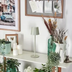 hofstein Allen Lampe de table d'extérieur, Lampe à poser LED Gris, Vert, 1 lumière