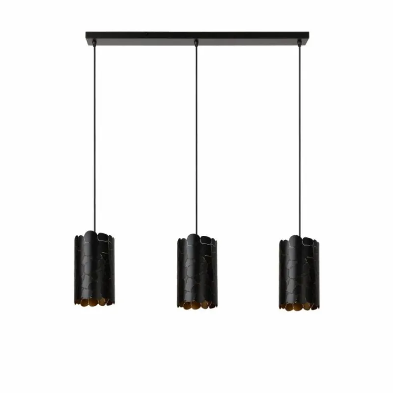 Lampes Dorées-Luminaires Lucide ALMELO Suspension Noir, 3 lumières