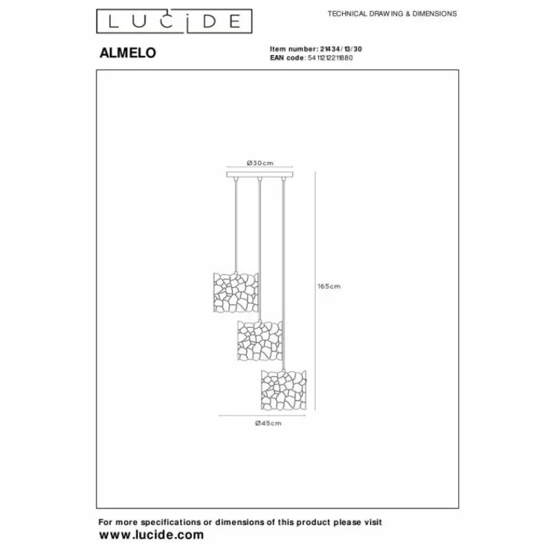 Lampes Dorées-Luminaires Lucide ALMELO Suspension Noir, 3 lumières