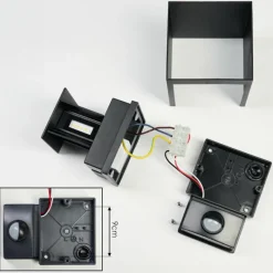 hofstein Almodofa Lampe murale d´extérieur, Luminaire Up & Down Noir, 1 lumière, Détecteur de mouvement