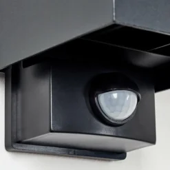 hofstein Almodofa Lampe murale d´extérieur, Luminaire Up & Down Noir, 1 lumière, Détecteur de mouvement