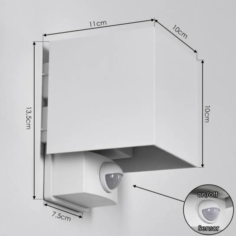 hofstein Almodofa Lampe murale d´extérieur, Luminaire Up & Down Blanc, 1 lumière, Détecteur de mouvement