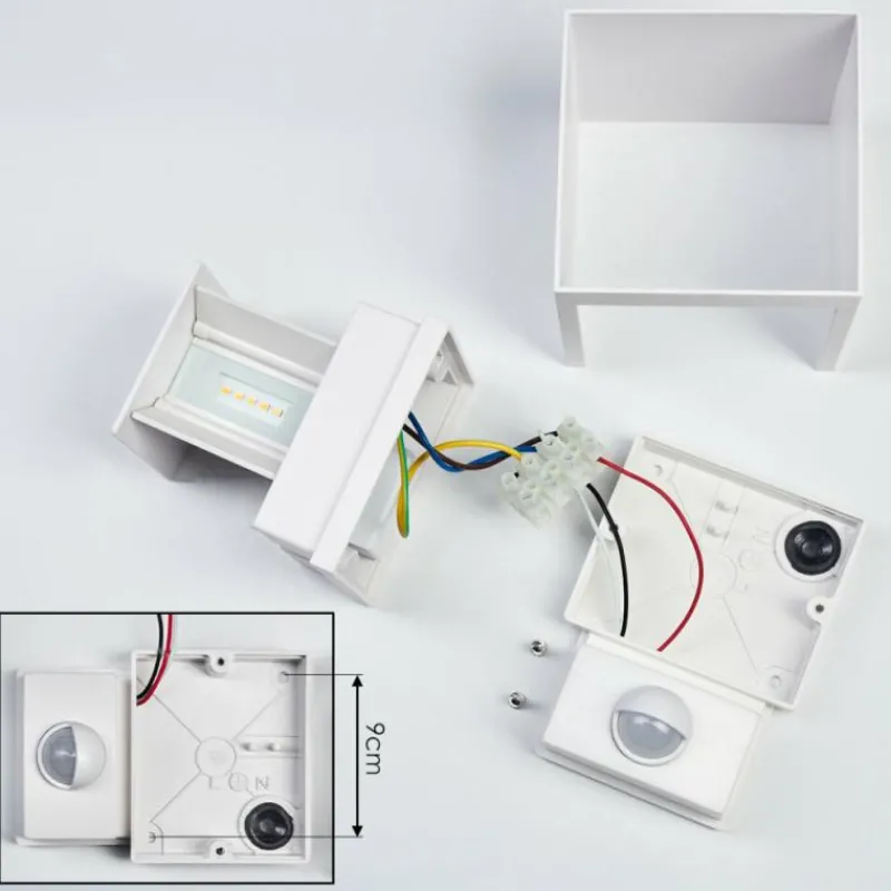 hofstein Almodofa Lampe murale d´extérieur, Luminaire Up & Down Blanc, 1 lumière, Détecteur de mouvement