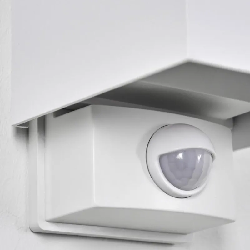 hofstein Almodofa Lampe murale d´extérieur, Luminaire Up & Down Blanc, 1 lumière, Détecteur de mouvement
