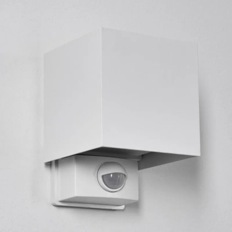 hofstein Almodofa Lampe murale d´extérieur, Luminaire Up & Down Blanc, 1 lumière, Détecteur de mouvement