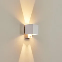 hofstein Almodofa Lampe murale d´extérieur, Luminaire Up & Down Blanc, 1 lumière, Détecteur de mouvement