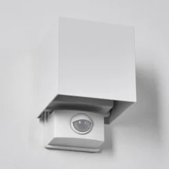 hofstein Almodofa Lampe murale d´extérieur, Luminaire Up & Down Blanc, 1 lumière, Détecteur de mouvement