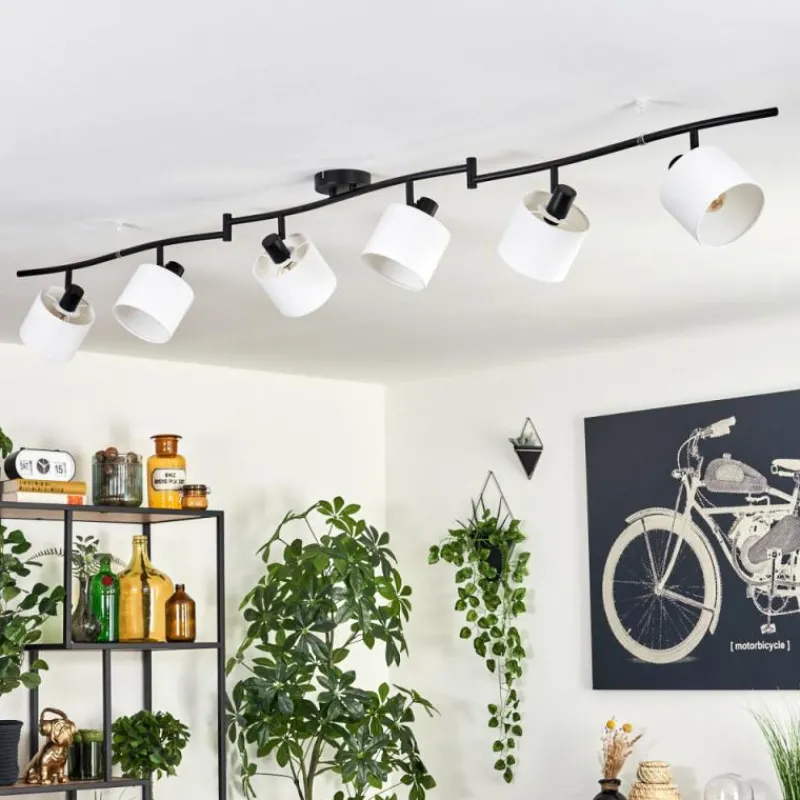Lampes En Tissu-hofstein Alsen Plafonnier Noir, 6 lumières