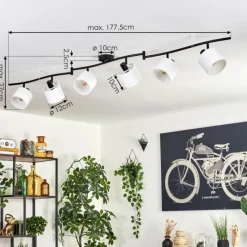 Lampes En Tissu-hofstein Alsen Plafonnier Noir, 6 lumières