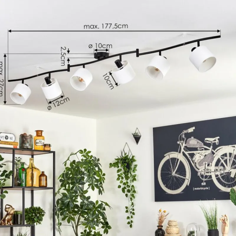 Lampes En Tissu-hofstein Alsen Plafonnier Noir, 6 lumières