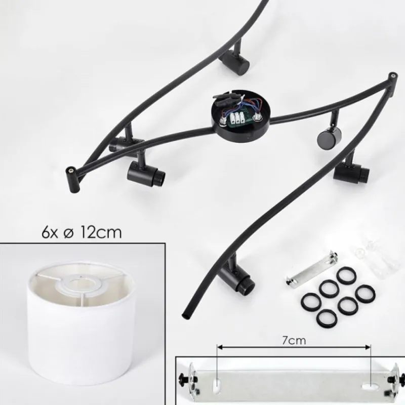 Lampes En Tissu-hofstein Alsen Plafonnier Noir, 6 lumières