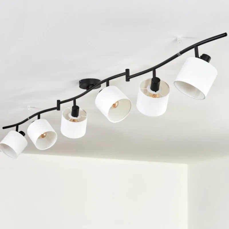Lampes En Tissu-hofstein Alsen Plafonnier Noir, 6 lumières