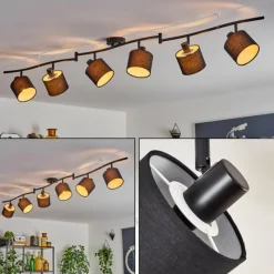 Lampes En Tissu-hofstein Alsen Plafonnier Noir, 6 lumières