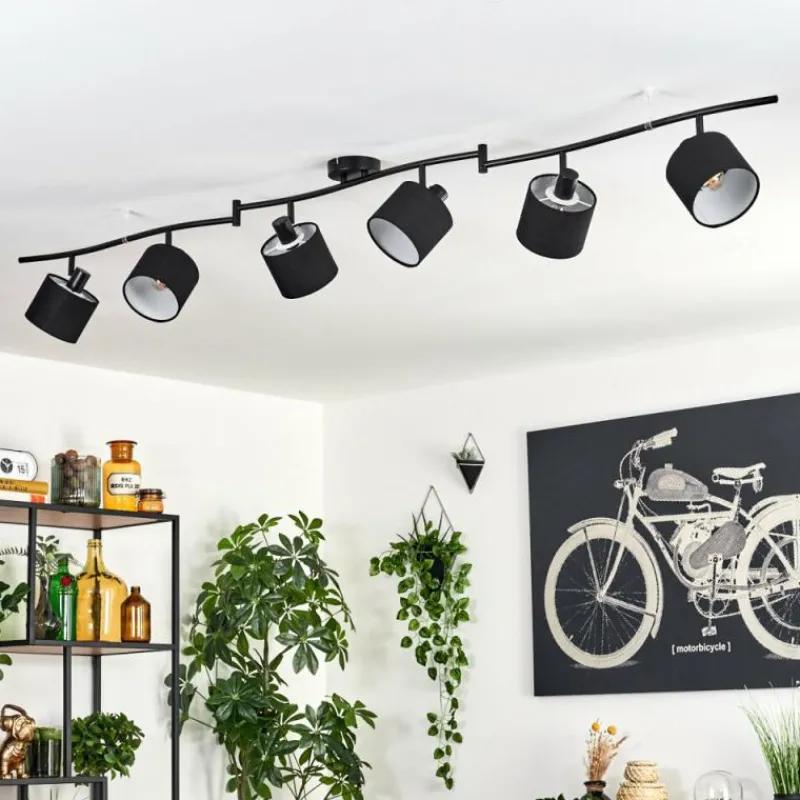 Lampes En Tissu-hofstein Alsen Plafonnier Noir, 6 lumières
